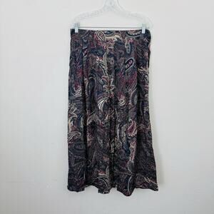 Lee David Blue And Pinky Paisley Long Skirt Women’s Size 16